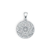 18K Gold Pendant Starburst Celtic Knot Compass Theme Diamond Accent DHJ