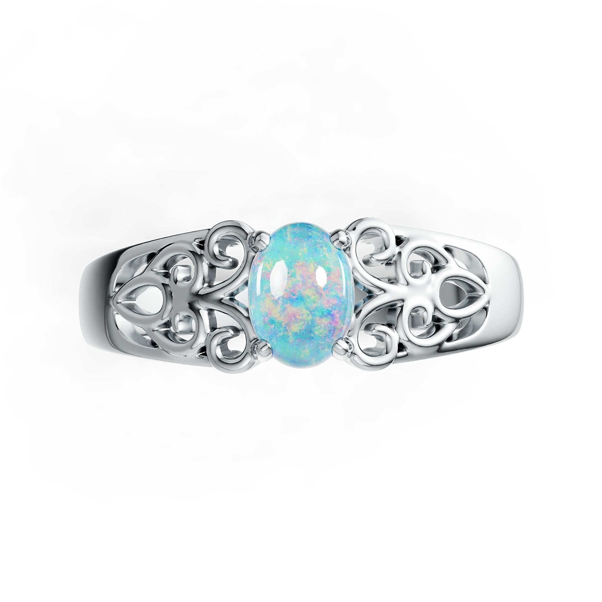 Sterling Silver Semi Mount Ring Setting Oval OV 7X5mm Cabochon Filigree DHJ