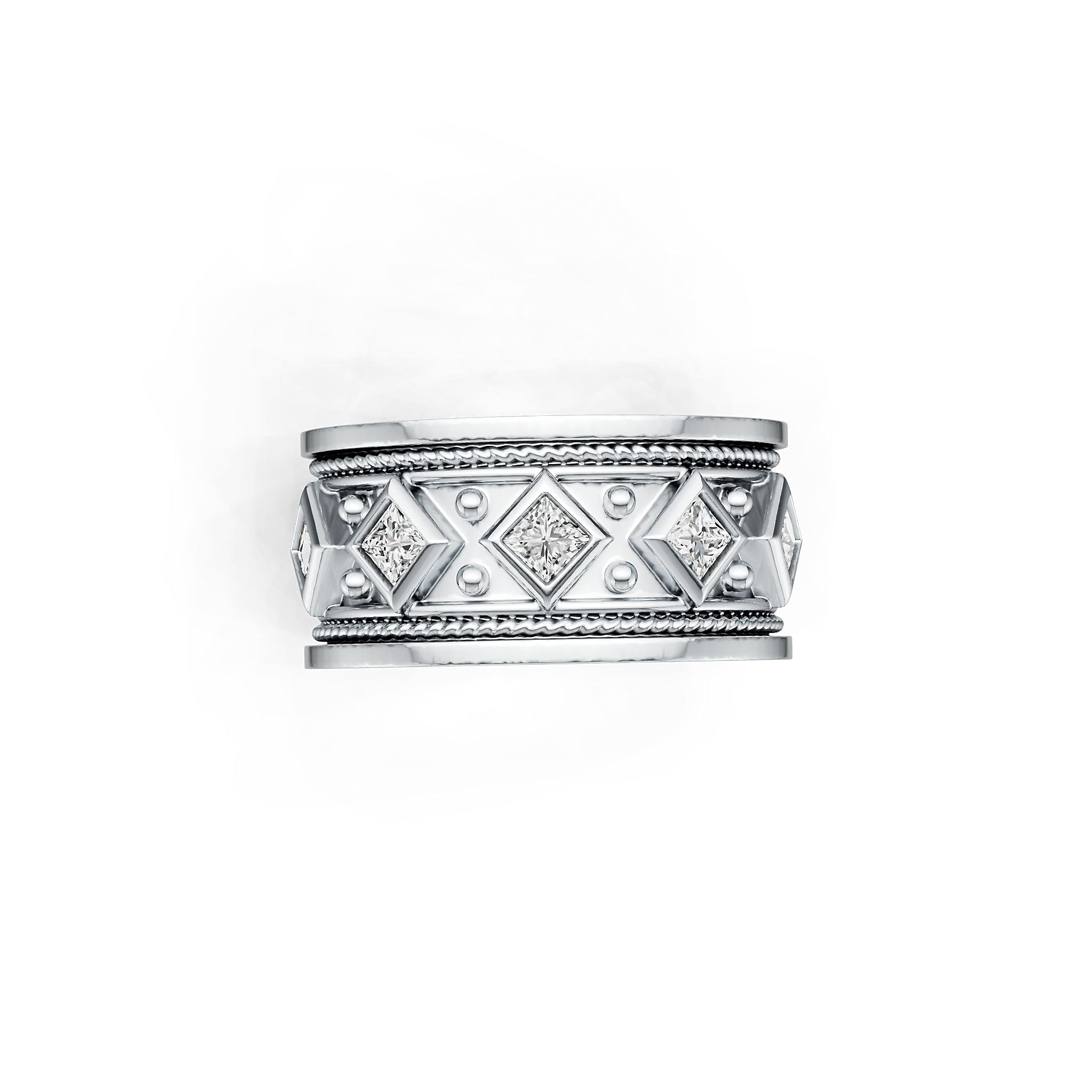 Gold Plated Sterling Silver Semi Mount Men Ring Setting Princess SQ 3X Syzjewelry