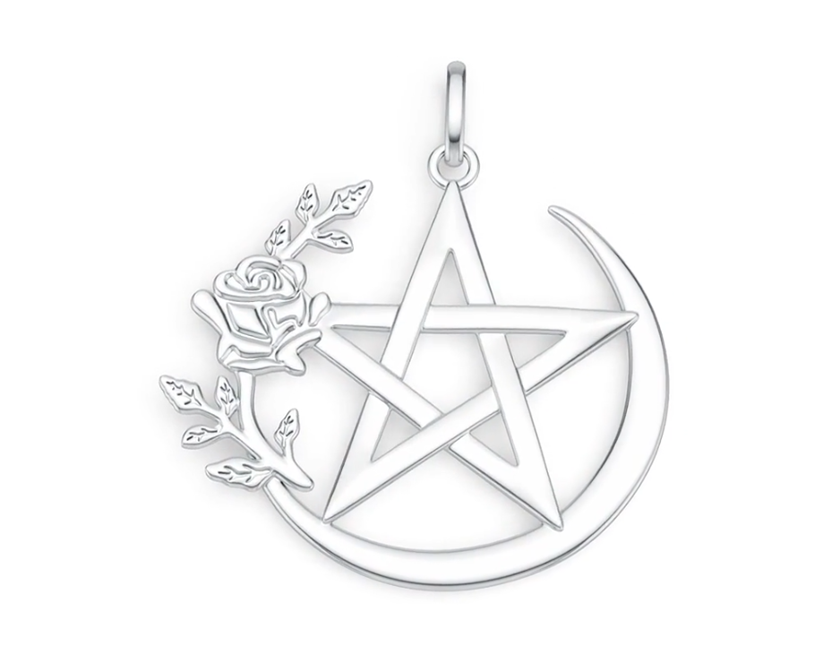 Sterling Silver Semi Mount Pendant Setting Rose Pentacle Pendant Syzjewelry
