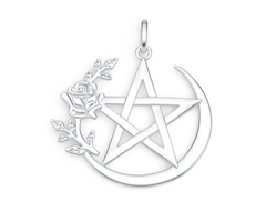Sterling Silver Semi Mount Pendant Setting Rose Pentacle Pendant Syzjewelry