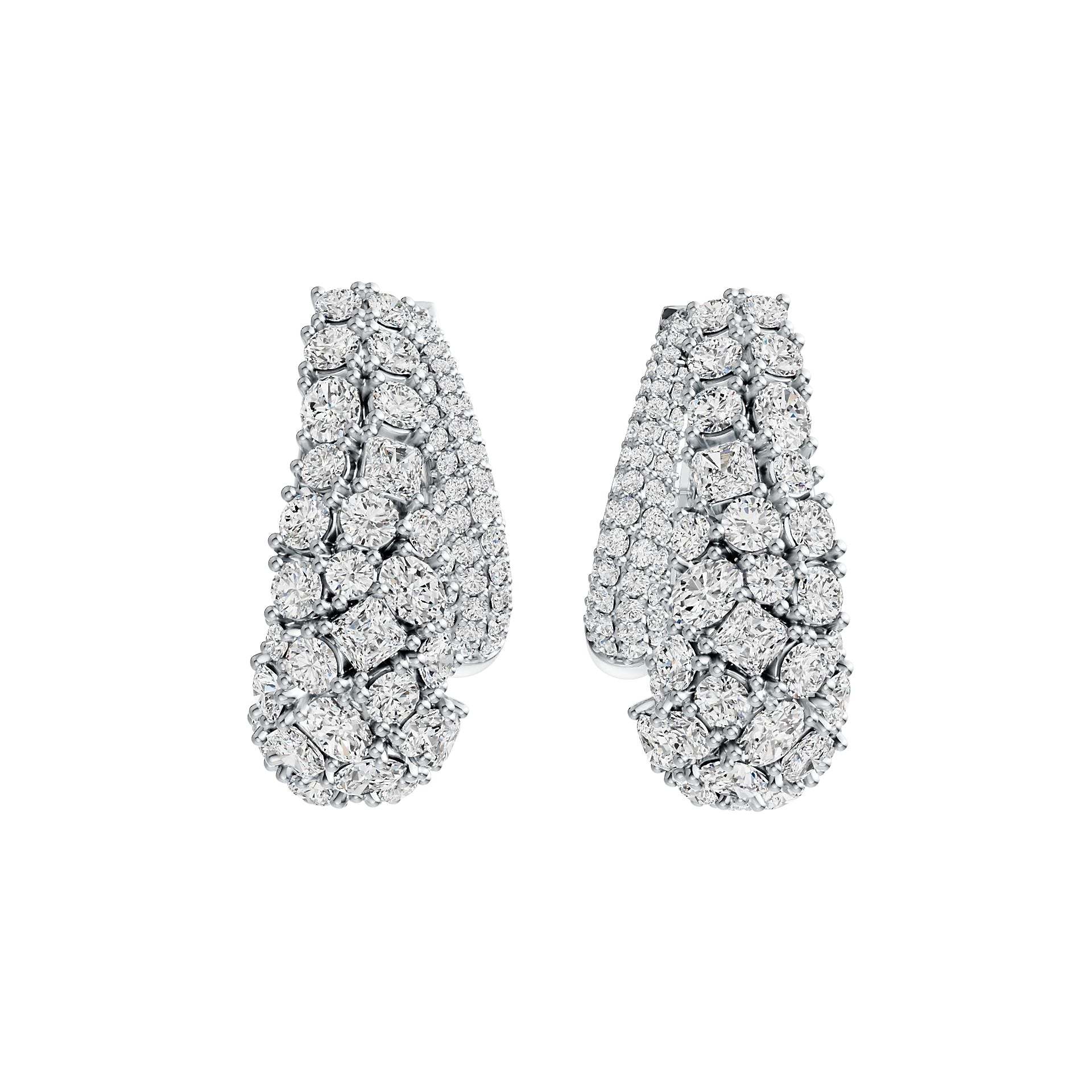 Sterling Silver Hoop Earrings with White Topaz or Moissanite DHJ