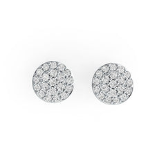Sterling Silver Stud Earrings Round Shape with White Topaz or Moissanite