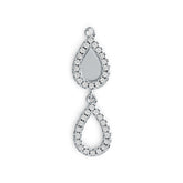 Sterling Silver Pendant Double Pear-Shaped with White Topaz or Moissanite DHJ