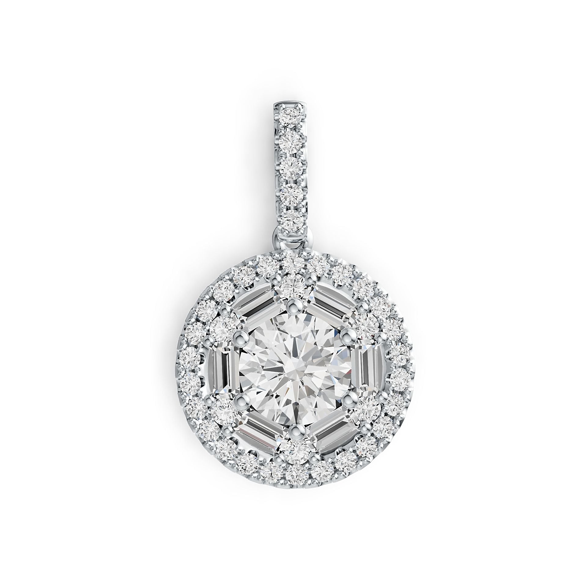 Platinum Semi Mount Pendant Setting Round RD 8x8mm Halo Diamond Accent DHJ