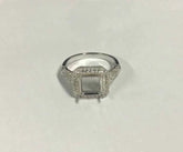 18K Gold Semi Mount Ring Setting Emerald OCT 8X8mm Diamond Accent DHJ