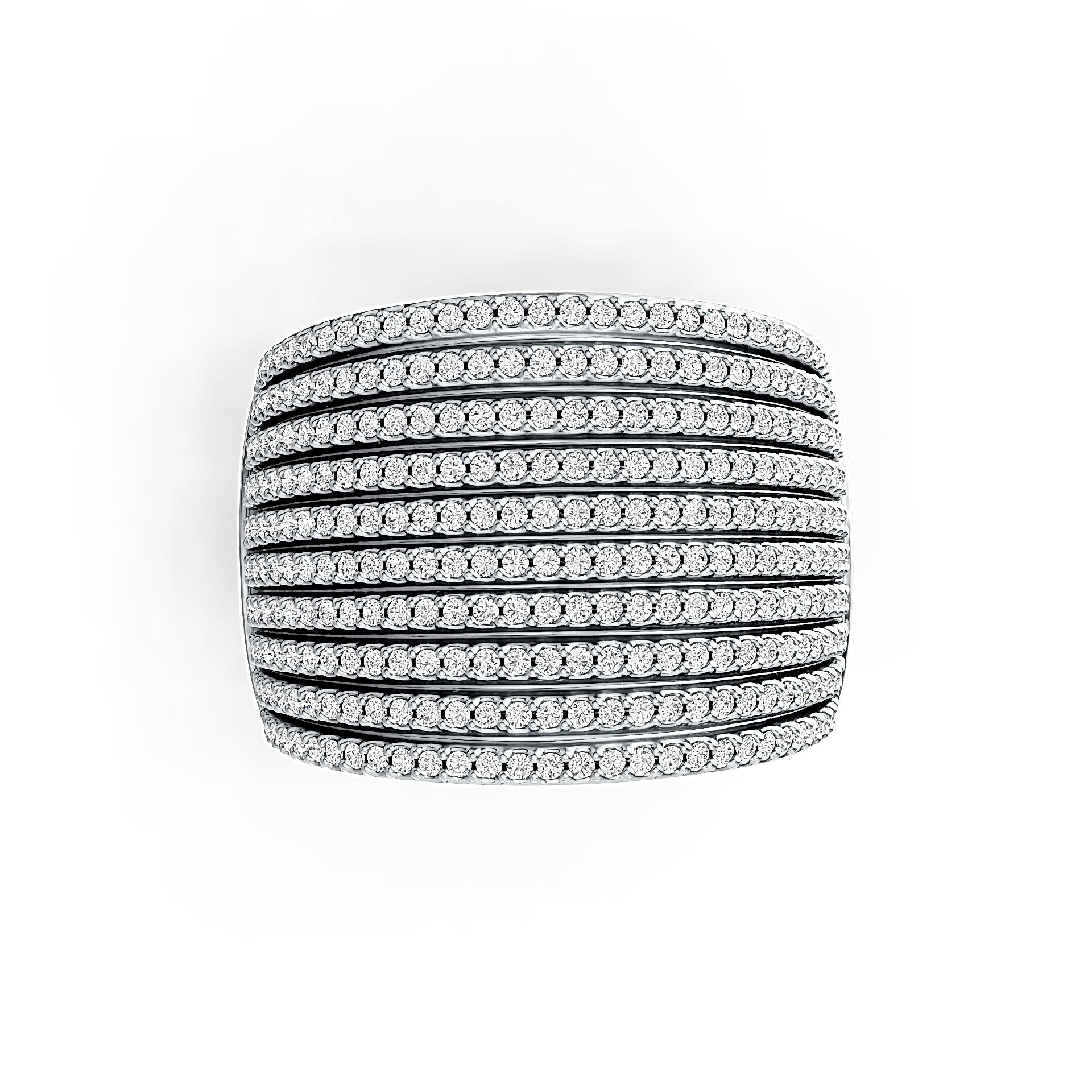 Sterling Silver Multi-Row Band Ring with White Topaz or Moissanite DHJ