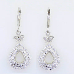 18K Gold Semi Mount Pendant Setting Pear PE 9x7mm Double Halo Diamond Accent Syzjewelry