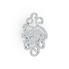 Sterling Silver Cocktail Filigree Ring with White Topaz or Moissanite