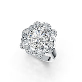 14K Gold Semi Mount Ring Setting Oval OV 12X10mm with White Topaz Diamond Accent DHJ