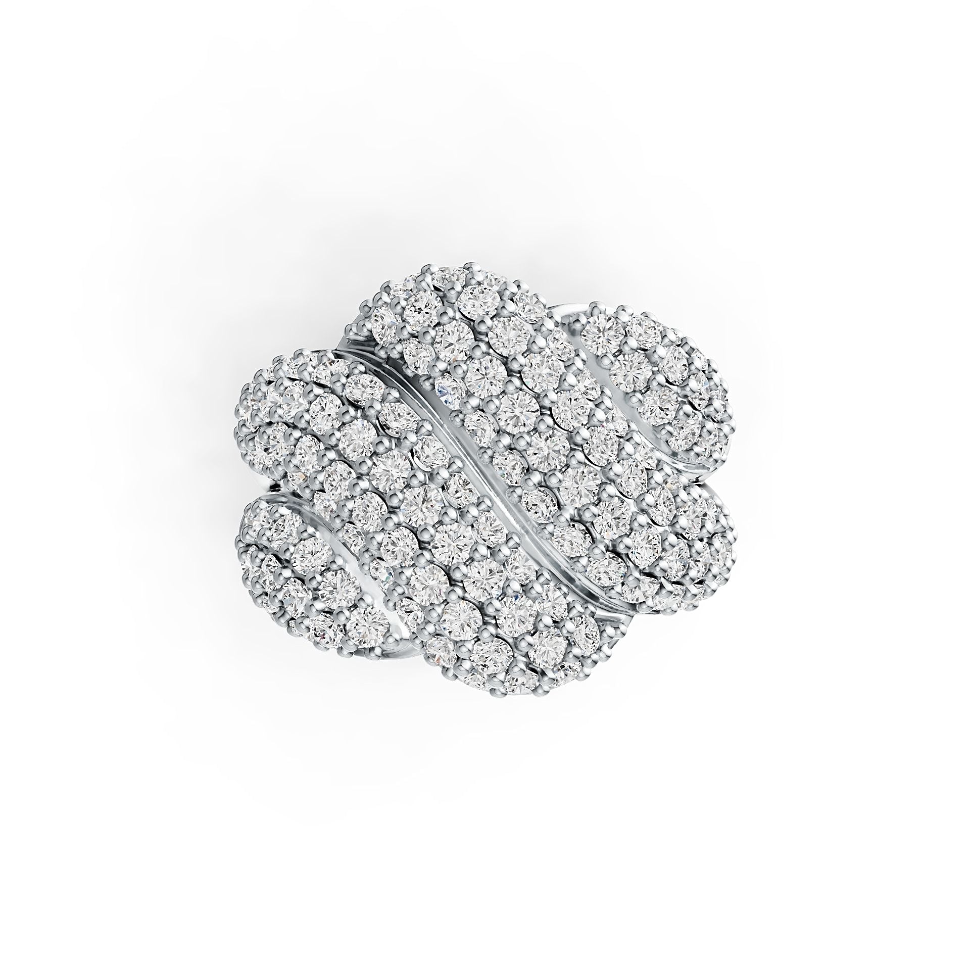 Sterling Silver Multi-Row Wave Ring with White Topaz or Moissanite DHJ
