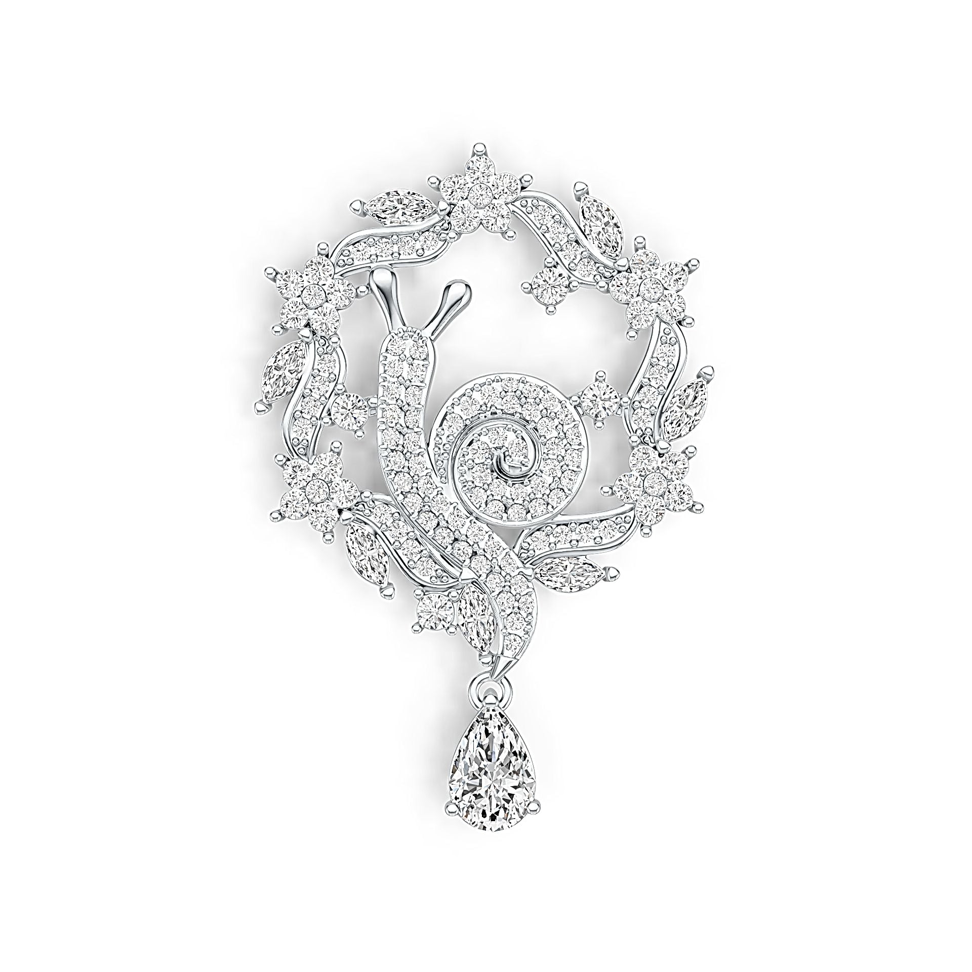 Sterling Silver Semi Mount Pendant Setting Pear PE 9X6mm MQ 5X3mm DHJ