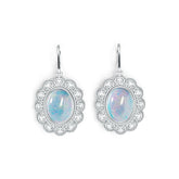 Platinum Semi Mount Earrings Setting Oval OV 16X12mm Cabochon DHJ