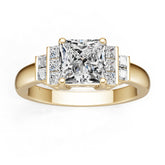 10K Gold Semi Mount Ring Setting Princess Pr 7x7mm Moissanite Accent Syz Jewelry