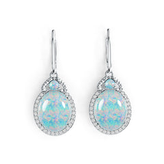 18K Gold Semi Mount Earrings Setting Oval OV 12X10mm RD 3X3mm Cabochon Diamond Accent DHJ