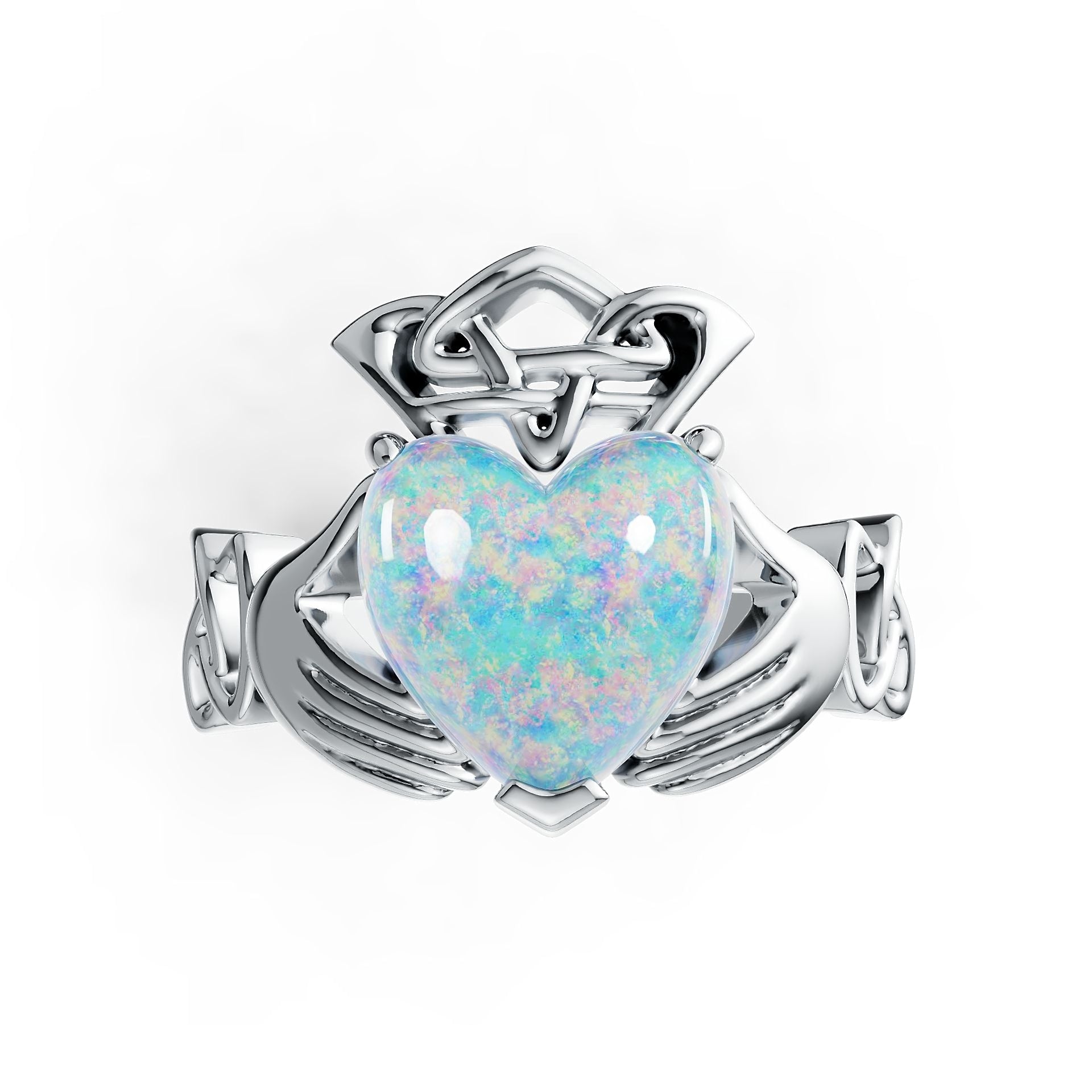 Sterling Silver Semi Mount Ring Setting Heart HT 10X10mm Celtic Knot Claddagh Ring Cabochon DHJ