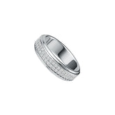 Men's Platinum Pave Band Ring with White Topaz or Moissanite Diamond Accent DHJ
