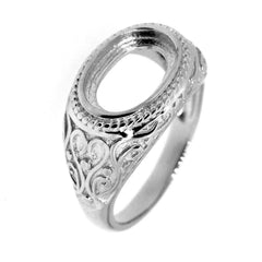 Men's 18K Gold Semi Mount Ring Setting Oval OV 13x9mm Cabochon Syzjewelry