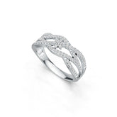 Platinum Ring Criss-Cross Infinity with White Topaz or Moissanite Diamond Accent DHJ