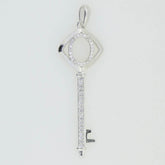 Platinum Semi Mount Pendant Setting Oval OV 7x5mm Key Theme Diamond Accent Syzjewelry