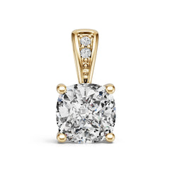 14K Gold Semi Mount Pendant Setting Cushion Cu 5x6mm Diamond Accent Syz Jewelry
