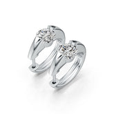 18K Gold Semi Mount Earrings Setting Round RD 7x7mm DHJ
