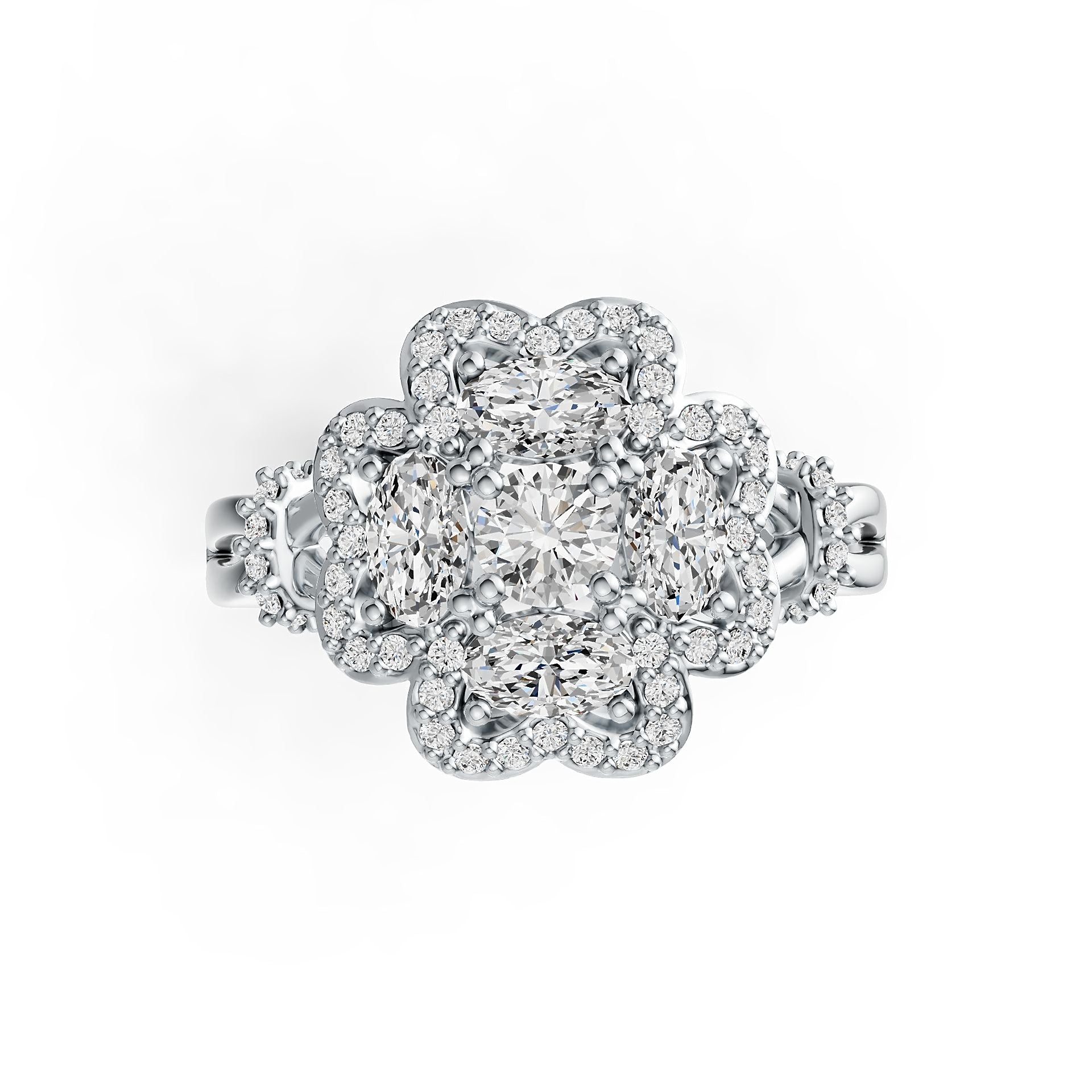 Sterling Silver Semi Mount Ring Setting Oval OV 5x3mm RD 4x4mm DHJ