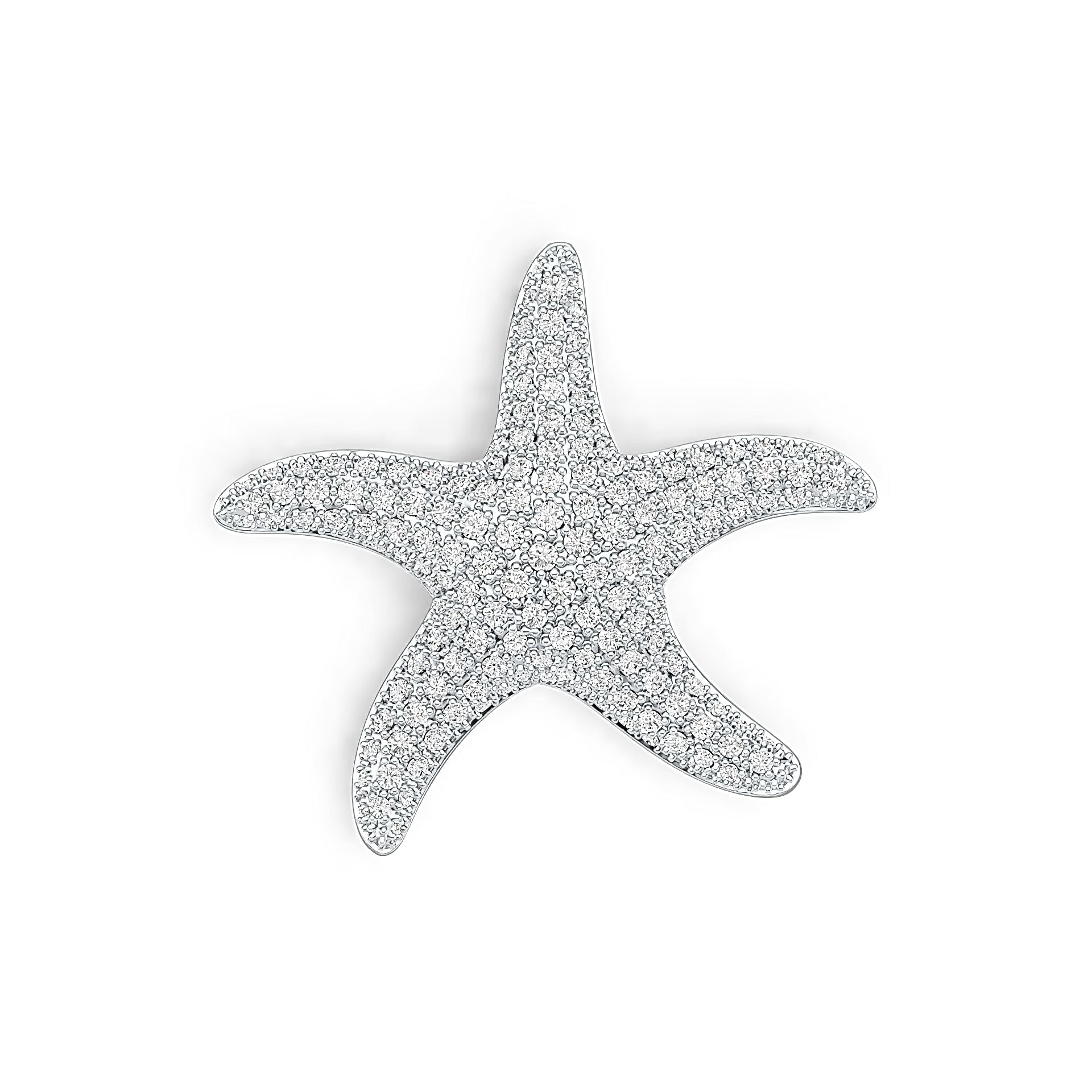 Sterling Silver Pendant Starfish Theme with White Topaz or Moissanite DHJ