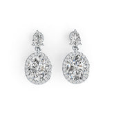 18K Gold Semi Mount Earrings Setting Oval OV 10X8mm PE 6X4mm Diamond Accent DHJ