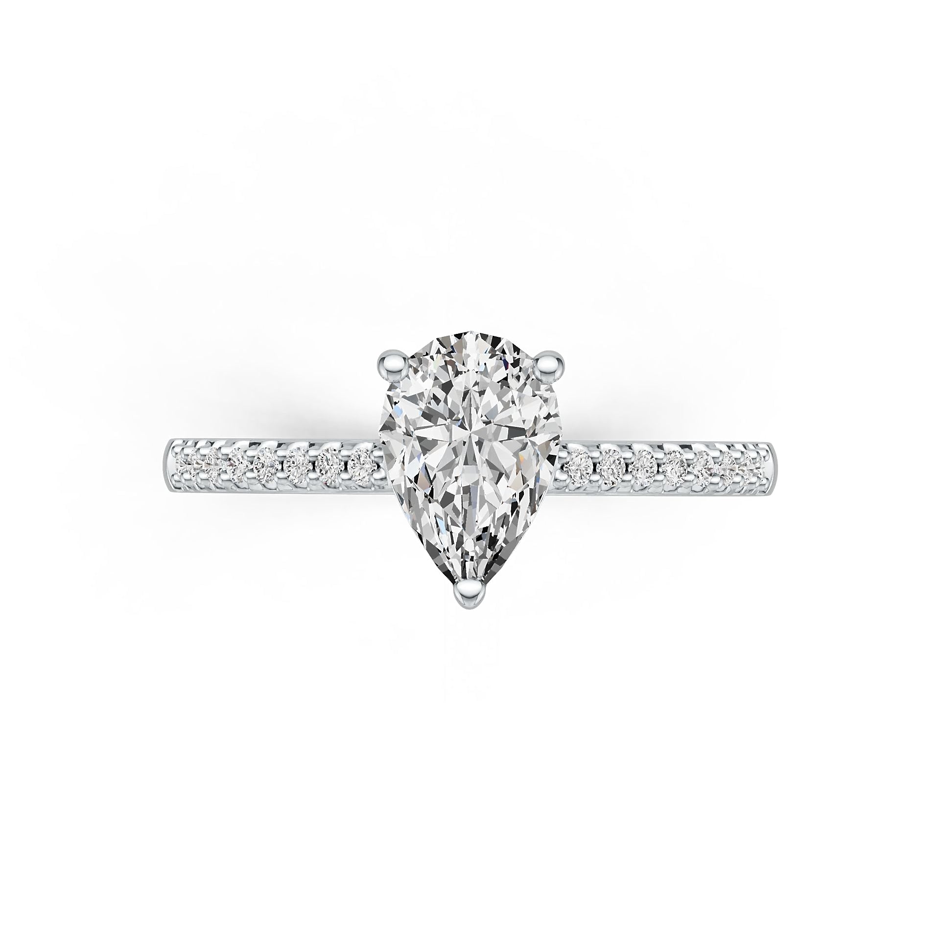 Sterling Silver Semi Mount Ring Setting Pear PE 9X6mm with White Topaz DHJ