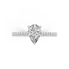 Sterling Silver Semi Mount Ring Setting Pear PE 9X6mm with White Topaz DHJ