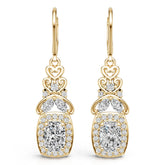 10K Gold Semi Mount Earrings Setting Round Ro 7x5mm Moissanite Accent Syz Jewelry