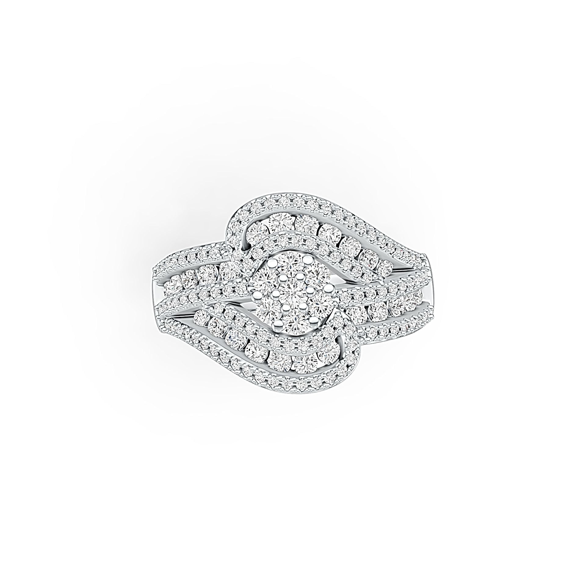 Sterling Silver Ring Multi-Row with White Topaz or Moissanite - Syzjewelry