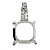10K Gold Semi Mount Pendant Setting Cushion Cu 9x9mm W/ L003P Moissanite Accent Syzjewelry