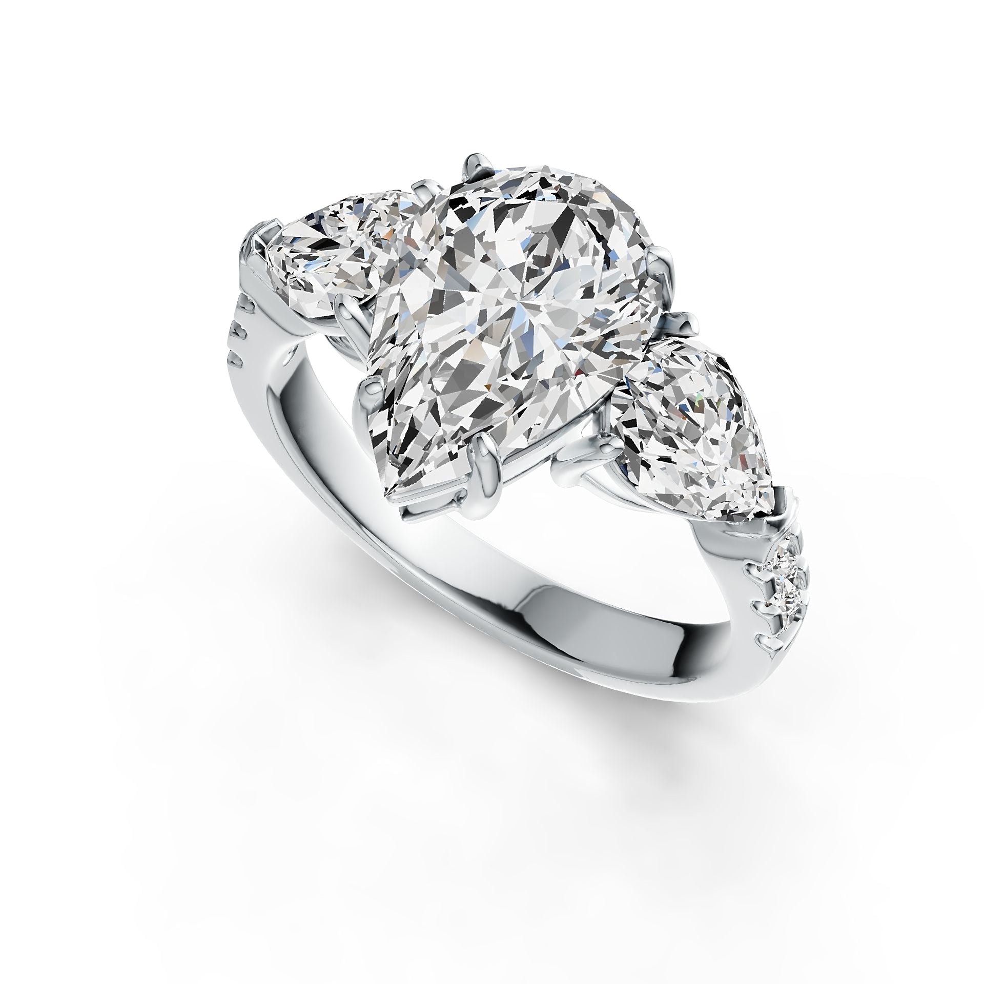 14K Gold Semi Mount Ring Setting Pear PE 12X8mm PE 7X5mm Diamond Accent DHJ