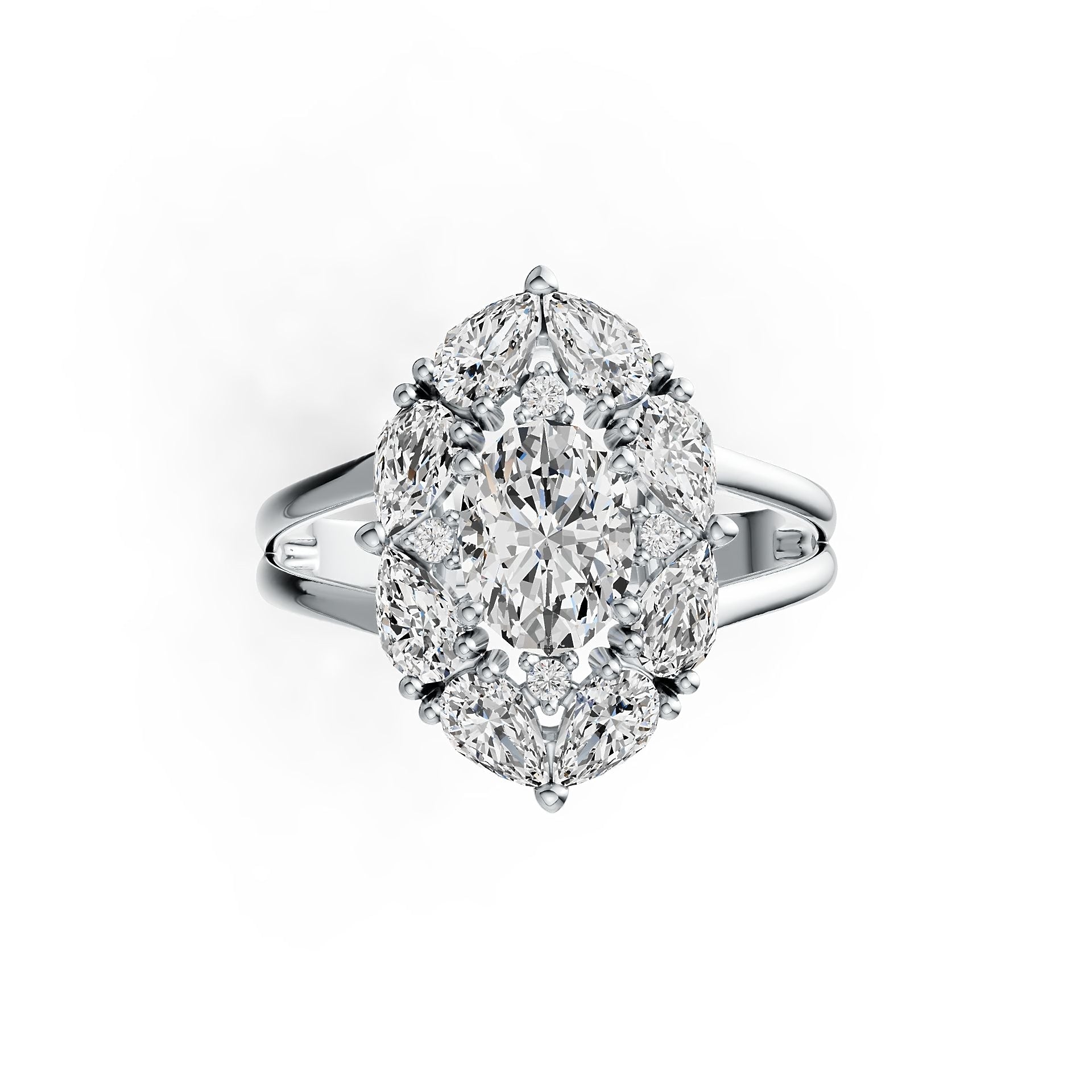 Sterling Silver Semi Mount Ring Setting Oval OV 8X6mm with White Topaz DHJ