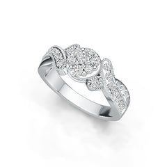 10K Gold Semi Mount Ring Setting Round RD 3x3mm Moissanite Accent DHJ