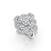 14K Gold Cocktail Ring Flower Theme with White Topaz or Moissanite Diamond Accent DHJ