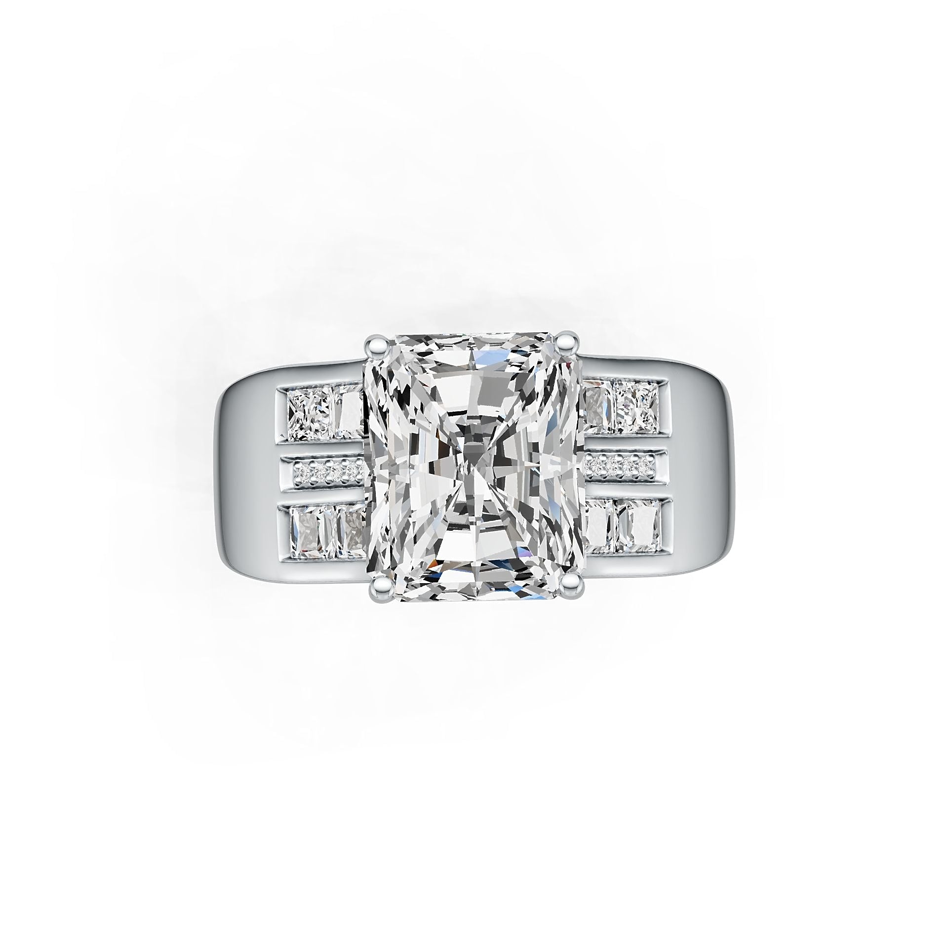 Sterling Silver Semi Mount Ring Setting Emerald OCT 11X9mm DHJ