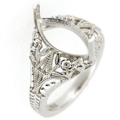 18K Gold Semi Mount Ring Setting Marquise MQ 14x7mm Art Deco Style Syzjewelry