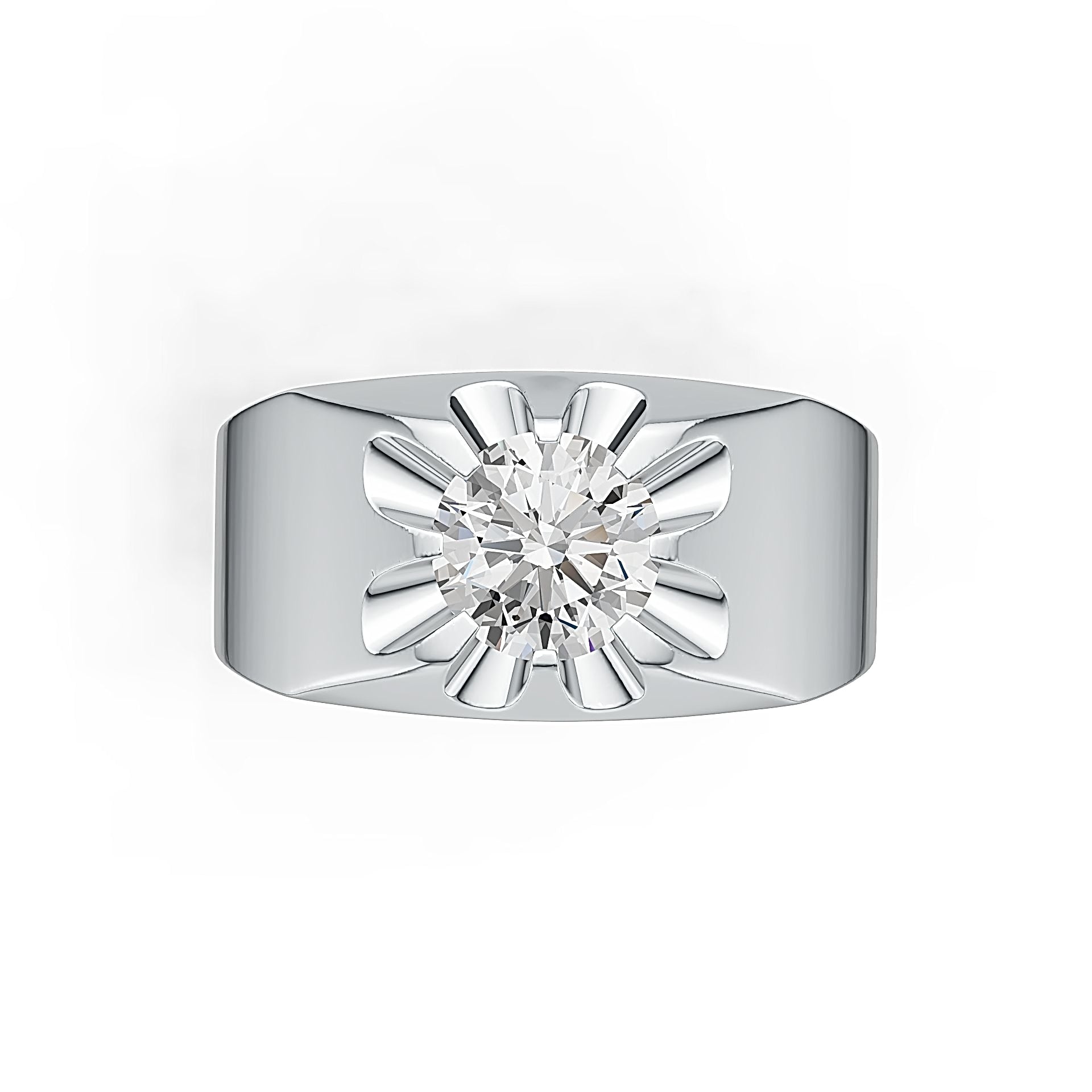 Men's Sterling Silver Semi Mount Ring Setting Round RD 8x8mm Ring Solid Syzjewelry