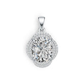 Platinum Semi Mount Pendant Setting Oval OV 12X10mm Halo Diamond Accent DHJ