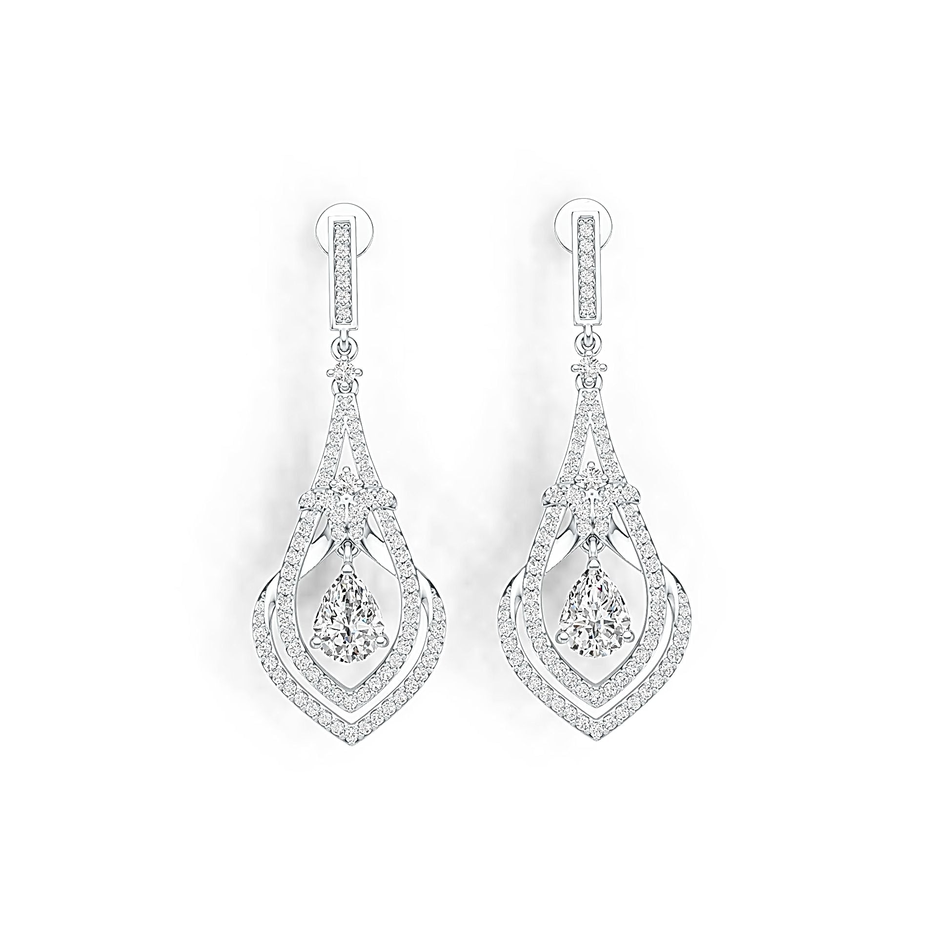 18K Gold Semi Mount Earrings Setting Pear PE 8x6mm with White Topaz Diamond Accent DHJ