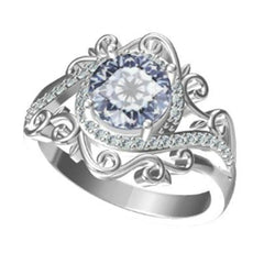 14K Gold Semi Mount Ring Setting Round RD 8x8mm Diamond Accent DHJ