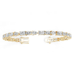 10K Gold Semi Mount Bracelet Setting Emerald Em 7x5mm Moissanite Accent Syz Jewelry