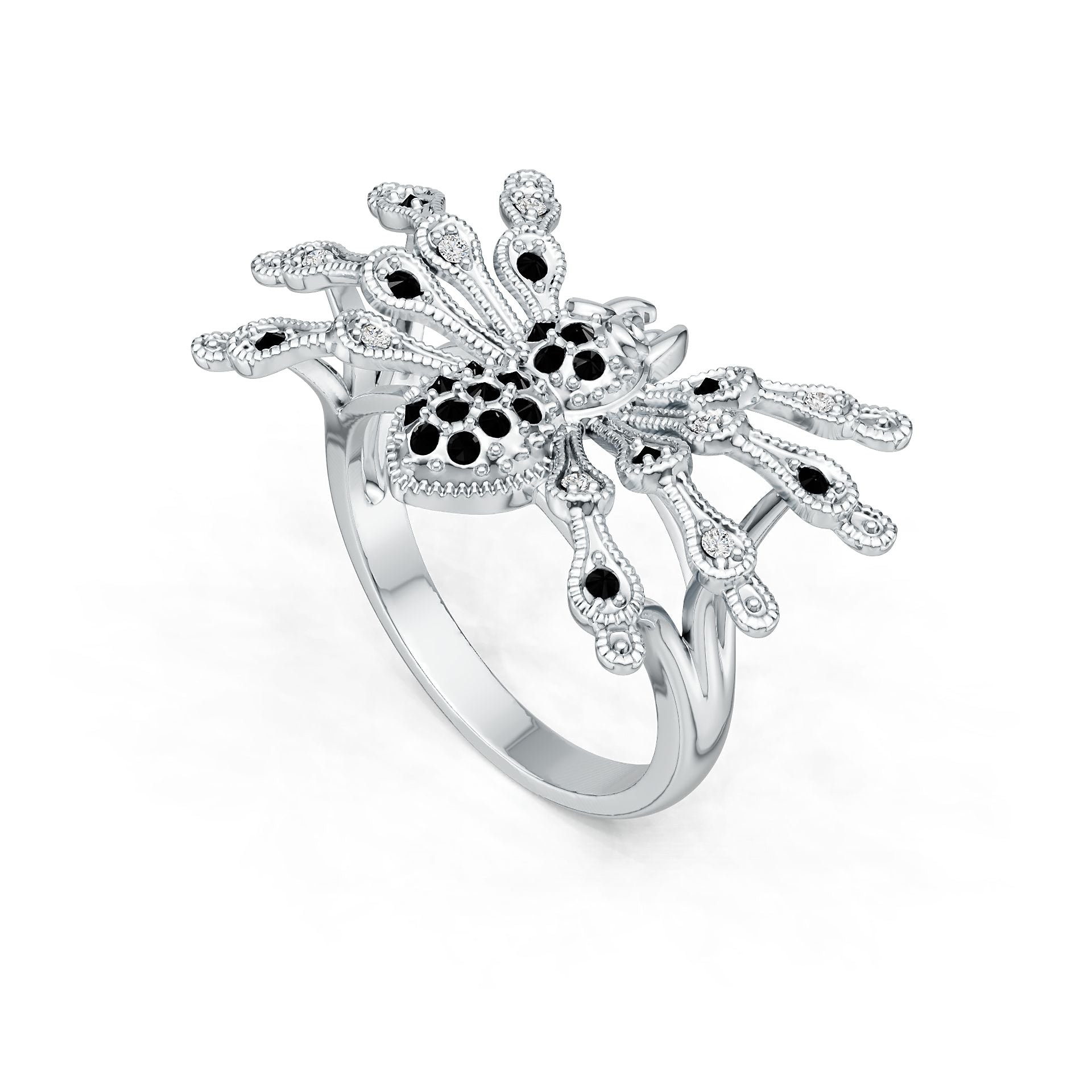 10K Gold Ring with or Moissanite Spider Theme Moissanite Accent DHJ