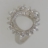 18K Gold Semi Mount Ring Setting OV 14x12mm With Halo Diamond Accent Syzjewelry