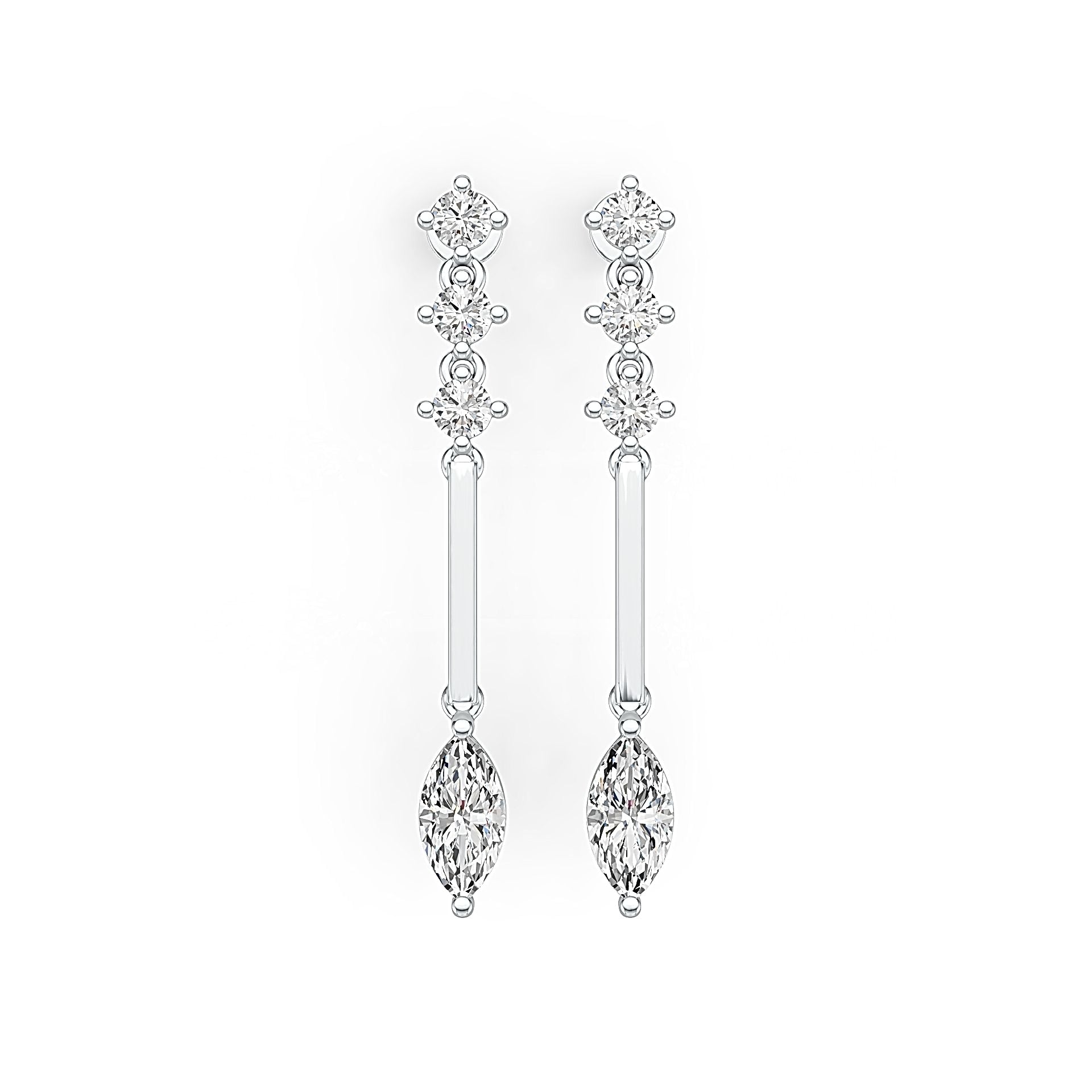 Sterling Silver Semi Mount Earrings Setting Marquise MQ 10X5mm RD 3.5x3.5mm DHJ