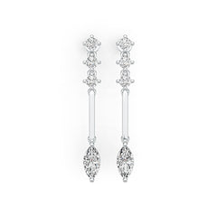 Sterling Silver Semi Mount Earrings Setting Marquise MQ 10X5mm RD 3.5x3.5mm DHJ