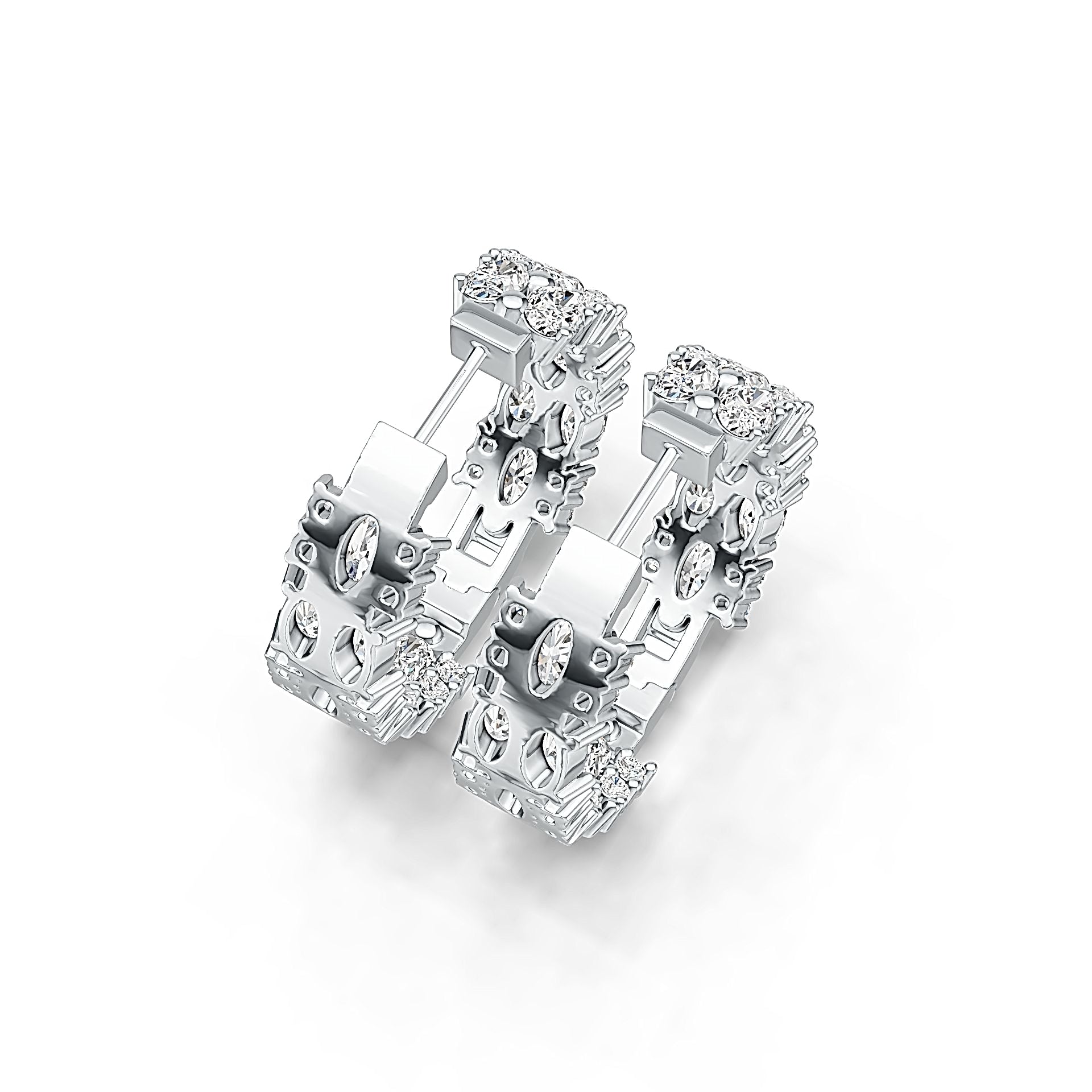 Platinum Semi Mount Earrings Setting Oval OV 5X3mm Diamond Accent DHJ